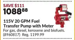 Princess Auto 115V 20 GPM Fuel Transfer Pump with Meter offer