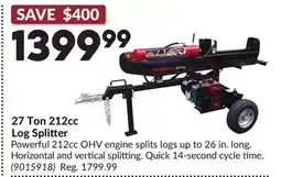 Princess Auto 27 Ton 212cc Log Splitter offer