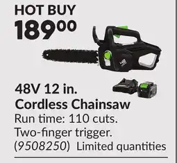 Princess Auto 48V 12 in. Cordless Chainsaw offer
