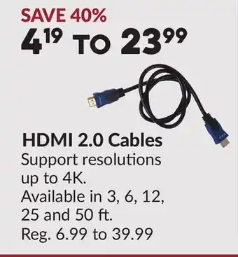 Princess Auto HDMI 2.0 Cables offer