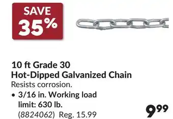 Princess Auto 10 ftGrade 30 Hot-Dipped Galvanized Chain offer