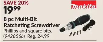 Princess Auto MAKITA 8 pc Multi-Bit Ratcheting Screwdriver offer