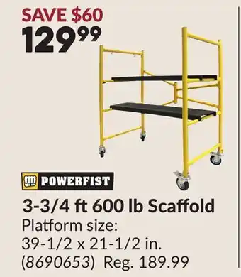Princess Auto 3-3/4 ft600 lb Scaffold offer