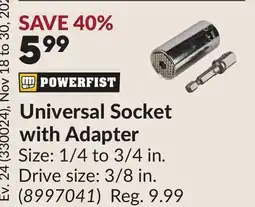 Princess Auto Universal Socket with Adapter offer