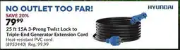 Princess Auto 25 ft 15A 3-Prong Twist Lock to Triple-End Generator Extension Cord offer