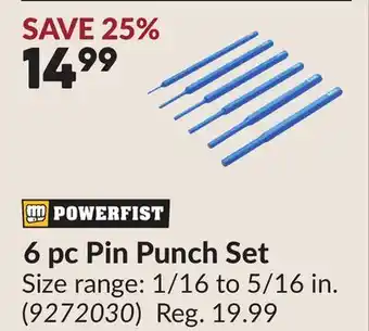 Princess Auto 6 pc Pin Punch Set offer