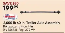 Princess Auto ROCKWELL 2,000 lb 60 in. Trailer Axle Assembly offer