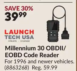 Princess Auto Millennium 30 OBDII/ EOBD Code Reader offer