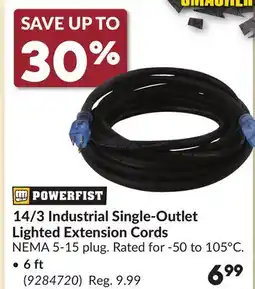 Princess Auto 14/3 Industrial Single-Outlet Lighted Extension Cords offer