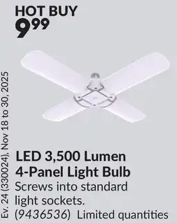 Princess Auto LED 3,500 Lumen 4-Panel Light Bulb offer