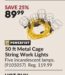 Princess Auto 50 ft Metal Cage String Work Lights offer