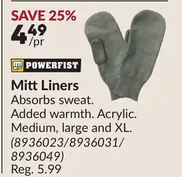 Princess Auto Mitt Liners offer