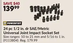Princess Auto 24 pc 1/2 in. dr SAE/Metric Universal Joint Impact Socket Set offer
