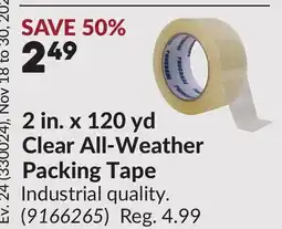 Princess Auto 2 in. x 120 yd Clear All-Weather Packing Tape offer