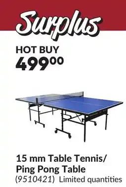 Princess Auto 15 mm Table Tennis/ Ping Pong Table offer