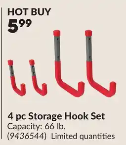 Princess Auto 4 pc Storage Hook Set offer