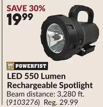 Princess Auto LED 550 Lumen Rechargeable Spotlight offer