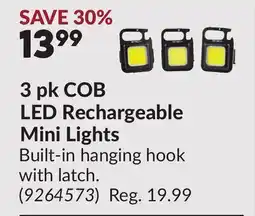 Princess Auto 3 pk COB LED Rechargeable Mini Lights offer
