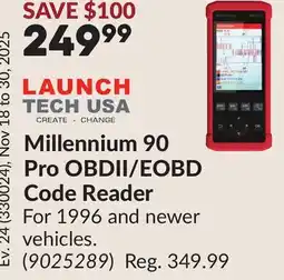 Princess Auto Millennium 90 Pro OBDII/EOBD Code Reader offer
