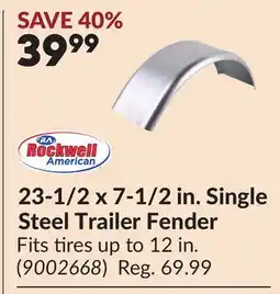Princess Auto 23-1/2 x 7-1/2 in. Single Steel Trailer Fender offer