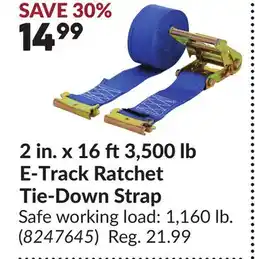 Princess Auto 2 in. x 16 ft3,500 lb E-Track Ratchet Tie-Down Strap offer