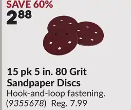 Princess Auto 15 pk 5 in. 80 Grit Sandpaper Discs offer