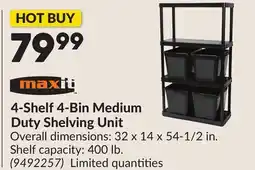 Princess Auto 4-Shelf 4-Bin Medium Duty Shelving Unit offer