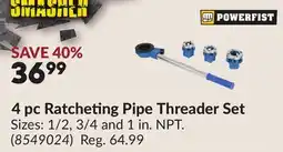 Princess Auto 4 pc Ratcheting Pipe Threader Set offer
