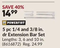 Princess Auto 5 pc 1/4 and 3/8 in. dr Extension Bar Set offer