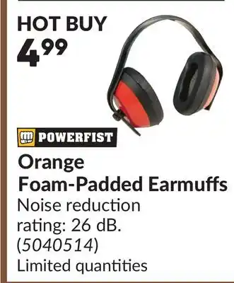 Princess Auto Orange Foam-Padded Earmuffs offer