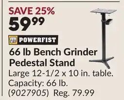 Princess Auto 66 lb Bench Grinder Pedestal Stand offer