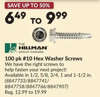 Princess Auto 100 pk #10 Hex Washer Screws offer