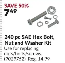 Princess Auto 240 pc SAE Hex Bolt, Nut and Washer Kit offer