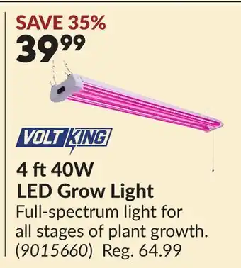 Princess Auto VOLT KING 4 ft40W LED Grow Light offer