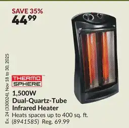 Princess Auto 1,500W Dual-Quartz-Tube Infrared Heater offer
