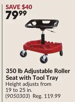 Princess Auto 350 lb Adjustable Roller Seat with Tool Tray offer