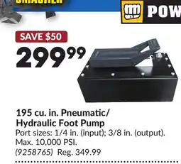 Princess Auto 195 cu. in. Pneumatic/ Hydraulic Foot Pump offer