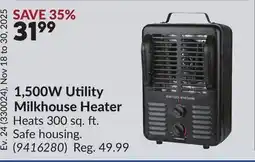 Princess Auto 1,500W Utility Milkhouse Heater offer
