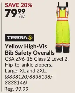 Princess Auto Yellow High-Vis Bib Safety Overalls offer