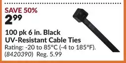 Princess Auto 100 pk 6 in. Black UV-Resistant Cable Ties offer