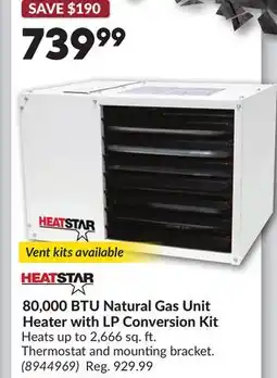 Princess Auto 80,000 BTU Natural Gas Unit Heater with LP Conversion Kit offer