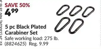 Princess Auto 5 pc Black Plated Carabiner Set offer