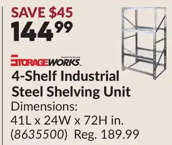 Princess Auto 4-Shelf Industrial Steel Shelving Unit offer