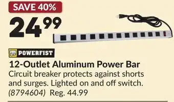Princess Auto 12-Outlet Aluminum Power Bar offer