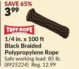 Princess Auto 1/4 in. x 100 Black Braided Polypropylene Rope offer