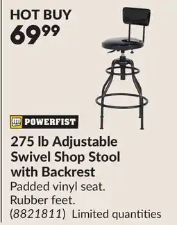 Princess Auto 275 lb Adjustable Swivel Shop Stool with Backrest offer