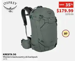 Sports Experts OSPREY KRESTA 30 Women's backcountry ski backpack offer