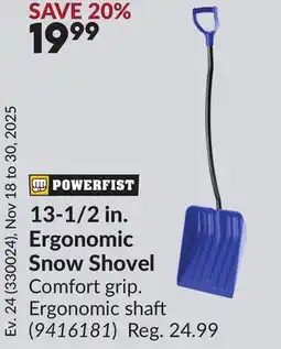 Princess Auto 13-1/2 in. Ergonomic Snow Shovel offer