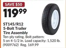 Princess Auto ST145/R12 5-Bolt Trailer Tire Assembly offer