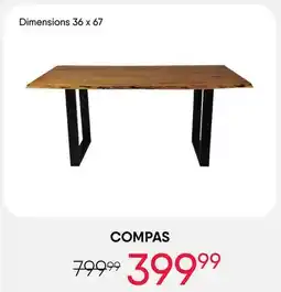 Meubles RD Compas - Rectangular Solid Wood Dining Table 67 offer